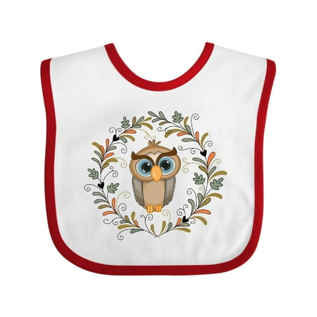 

Inktastic Woodland Owl Wreath Gift Baby Boy or Baby Girl Bib