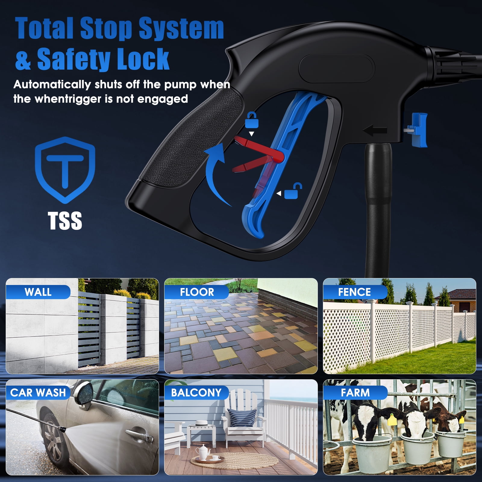 HONGGE Electric High Pressure Washer Machine 3500PSI at 2.6 GPM 110V Cold, Ideal for Cleaning Decks
