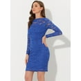 thumbnail image 4 of DARING DIVA Boat Neck Elegant Lace Party Cocktail Bodycon Dress L Royal Blue, 4 of 6