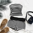 thumbnail image 6 of Stichou Women's 2 Piece Shorts Sets Strapless Striped Tube Crop Tops and High Wasited Shorts 2026 Summer Birthday Outfits Black S, 6 of 7