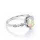 thumbnail image 3 of JeenMata Anillo de Compromiso Art Déco de Cinco Piedras con Diseño Antiguo de Ópalo Etíope de Corte Ovalado de 1,5 Quilates y Moissanita, Chapado en Oro Blanco de 18 K sobre Plata, 3 of 6