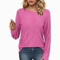 thumbnail image 2 of Towmus Women Long Sleeve T Shirts Crewneck Fall Breathable Casual Tunic Tops Solid Color Basics Tees, 2 of 5