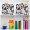 thumbnail image 6 of 2 Pack Storage Bins with Handle Fabric Organizer Basket Foldable Box Zebra Leaf Birds 14.2x10.2x8.3, 6 of 8