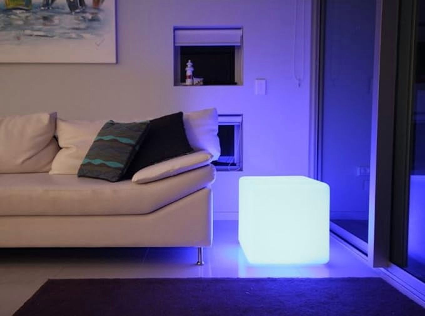 Hullaballoo 20-Inch LED Light Cube Decorative Glow Furniture Waterproof Rechargeable Adjustable RGB Color Changing w/Remote for Party Lamp Night Romantic Indoor Outdoor Lighting