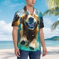 thumbnail image 2 of KLL Men's Hawaiian Shirt Short Sleeve Button Down Beach Shirts-Dog Underwater Adventure, 2 of 5