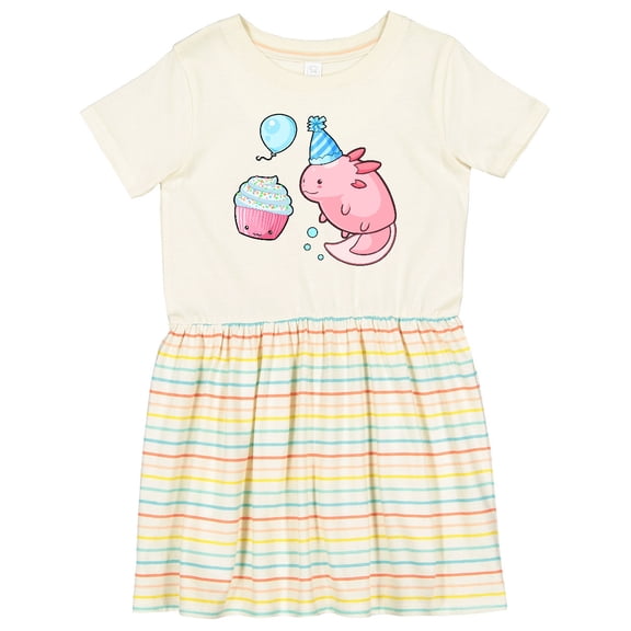 Inktastic Cute Axolotl Birthday with Cupcake Girls Toddler Dress