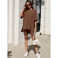 thumbnail image 2 of Chiclily Women's 2 Piece Outfit Sets Brown Oversized Short Sleeve T-Shirt and Biker Shorts Tracksuit Summer Lounge Sets, Size XL, 2 of 8