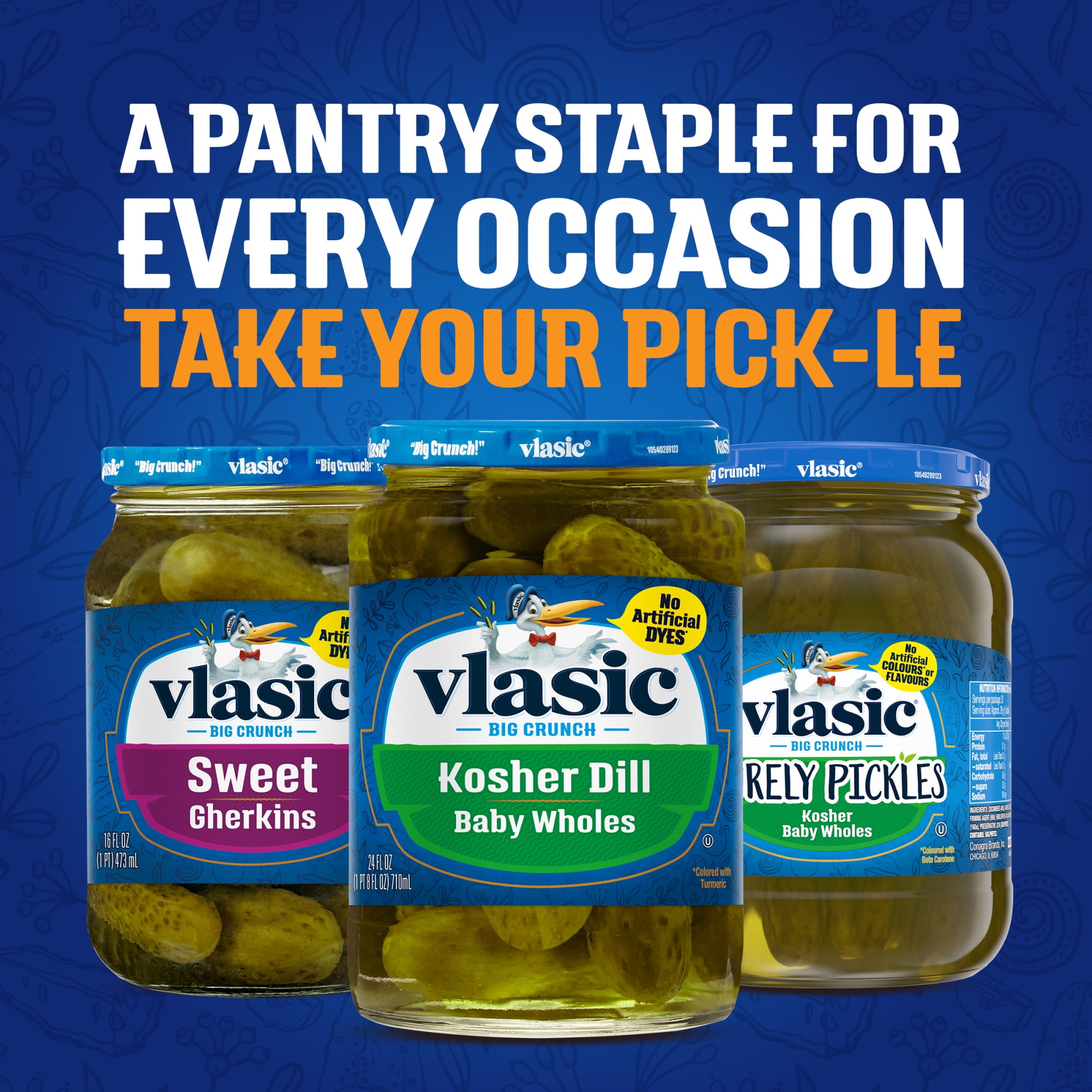 (3 pack) Vlasic Kosher Dill Baby Whole Pickles, Keto Friendly, 24 fl. oz.