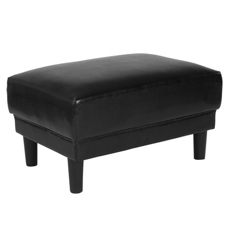 Asti Flash Furniture Upholstered Living Room Ottoman with Rounded Edge Corners and High Legs in Black