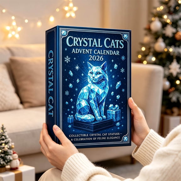 Cadancy Advent Calendar 2026 Crystal Cat Collectible Figurines 24 Days Countdown Christmas Home Decor Holiday Gift Set Surprise Box Tabletop Seasonal Ornament Decoration