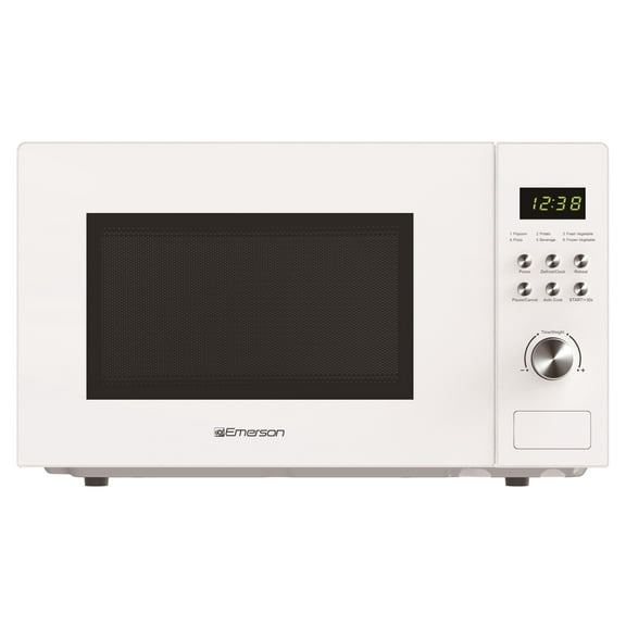 Emerson 1.1 Cu Ft, 1000W White Countertop Microwave Oven, MW1101W