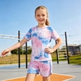 thumbnail image 3 of Tiijoy Toddler Girls Athletic Outfits Tie Dyed Short Sleeve Tshirt Shorts Set, Sizes 2-3, 3 of 5