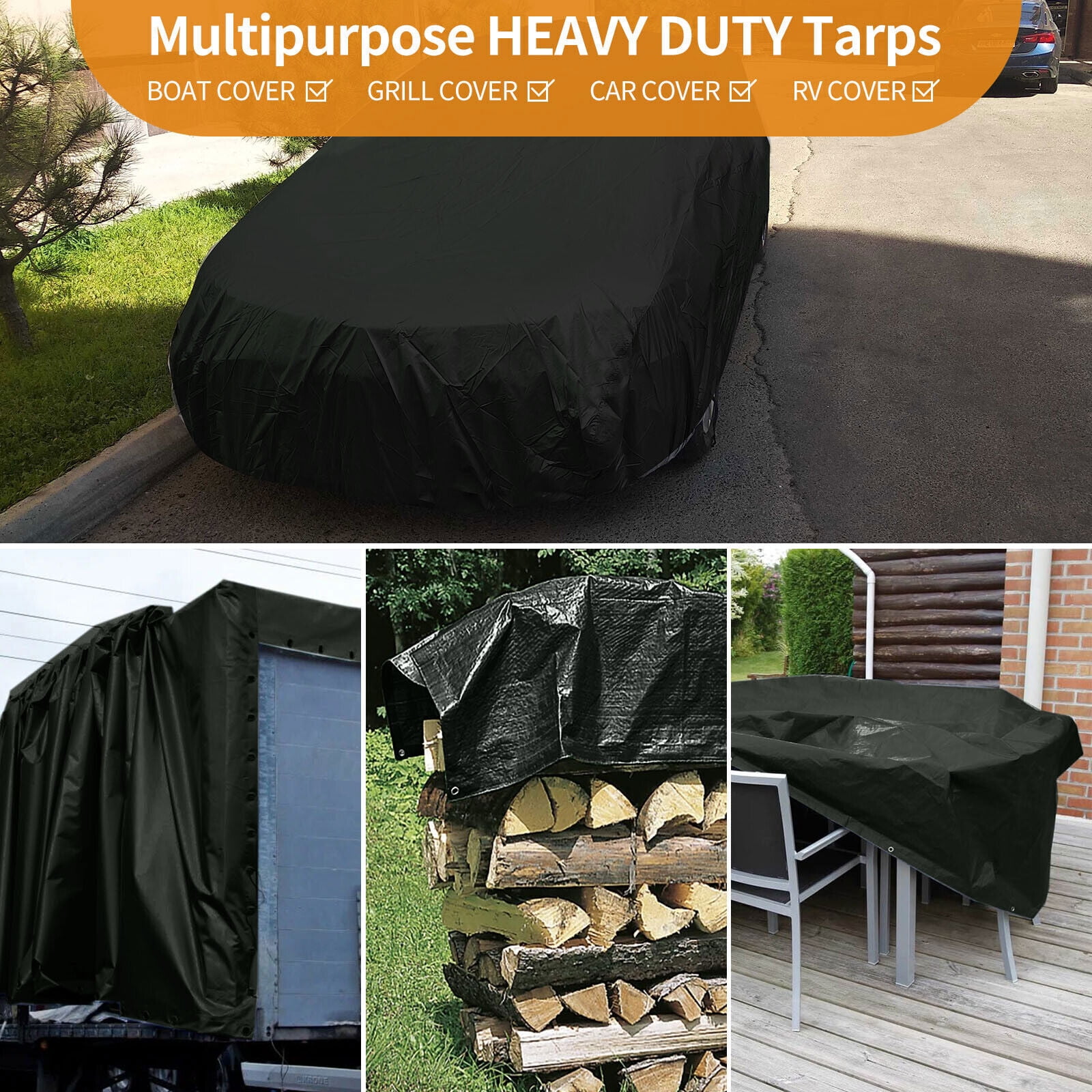 Multi Purpose Waterproof Tarp 6' x 10' Heavy Duty Green UV Resistant Rip  and Tear Proof Tarpaulin 