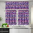 thumbnail image 4 of 3 Piece Kitchen Window Curtain Panel Tiers and Valance Set Rod Pocket Darkening Curtains Light Filtering Energy Efficient Curtain Set Purple Leopard, 4 of 5