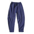 thumbnail image 4 of Men's Casual Pants Men's Drawstring Solid Mid Waist Loose Fit Casual Trousers Elastic Waist Pants Navy M, 4 of 4