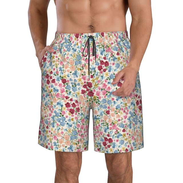 Fotbe Trendy Floral Design Trajes de Baño Estampados para Hombre, Shorts de Verano de Secado Rápido, Ropa de Playa, Bañadores-XX-Large