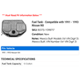 thumbnail image 2 of Fuel Tank - Compatible with 1991 - 1993 Nissan NX 1992, 2 of 2