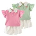 thumbnail image 5 of Tkrady Toddler Outfits for Girl Summer New Elastic Short Sleeve Shirt and Shorts Fashion Set, Sizes 2-7 Years, 5 of 5