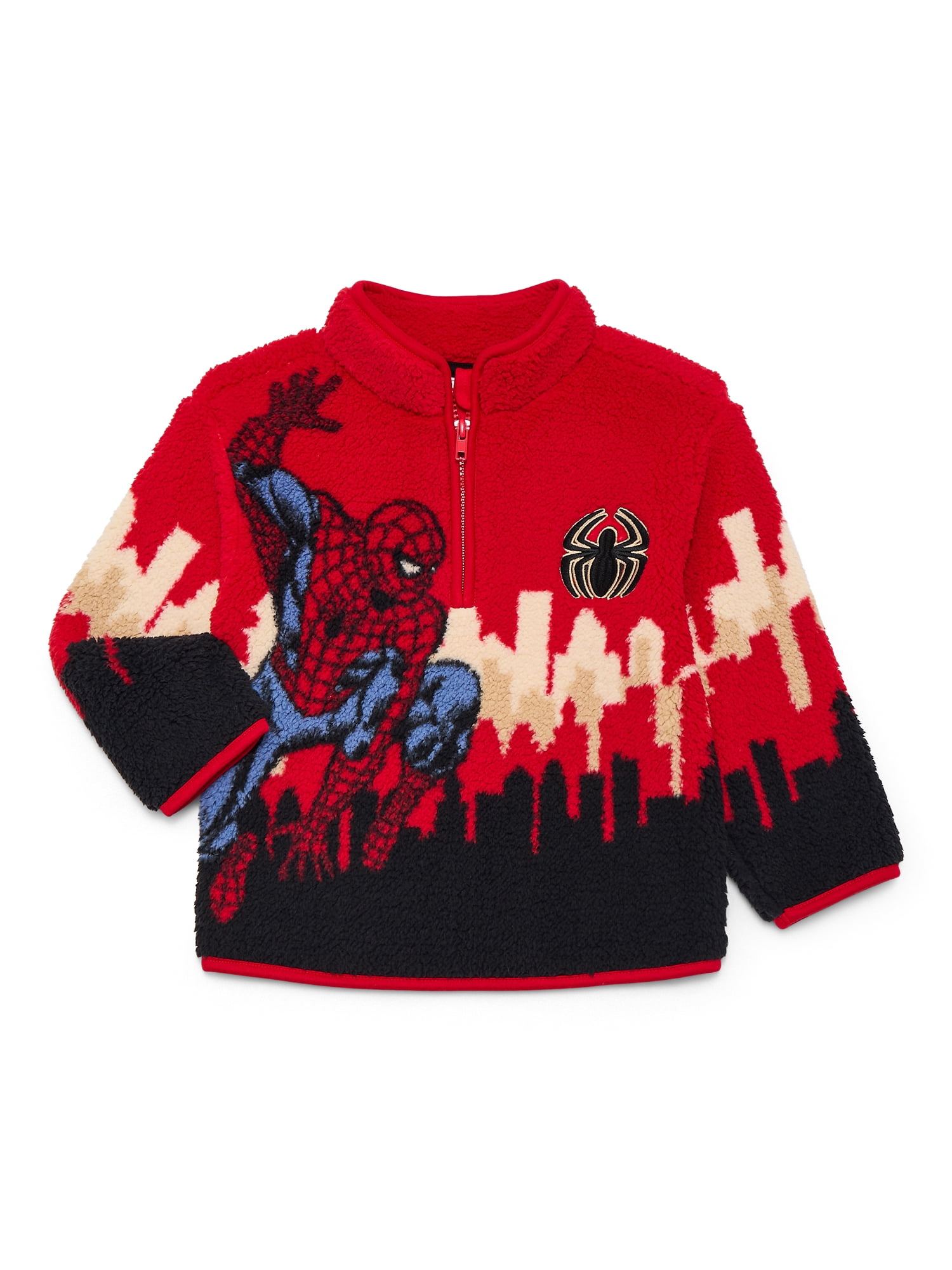 Spider-Man Toddler Boys Plush Fleece Half Zip Sweatshirt, Sizes 12M-5T