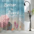 thumbnail image 2 of Life Is Better At The Beach Shower Curtain, 48" x 72", Summer Sea Umbrella Slippers Starfish Waterproof Bathroom Curtain Washable Shower Curtain Set with 12 Hooks, 2 of 8