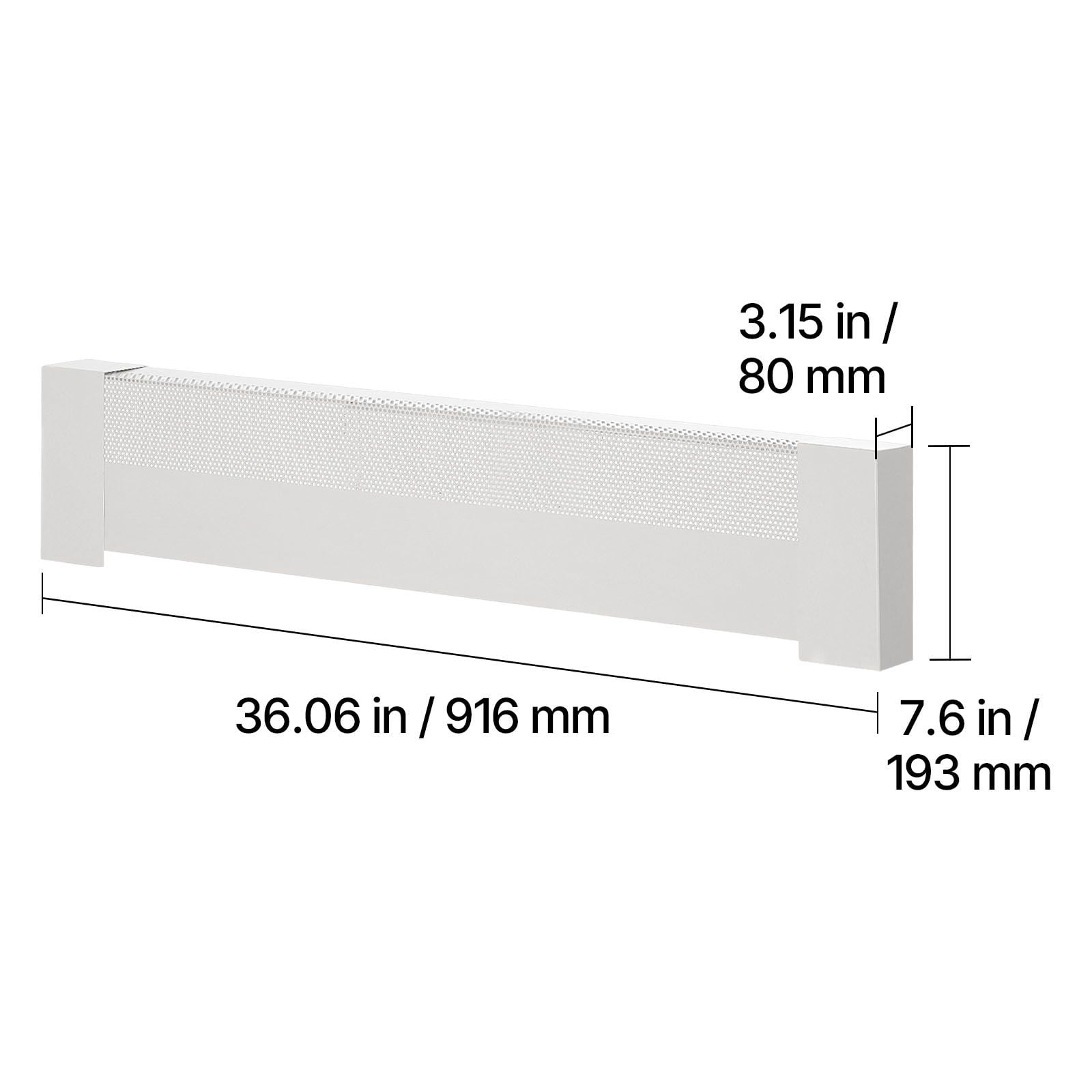 Baseboard Heater Cover, 3 ft Length, High-Quality Steel with Powder-Coated Finish, Ventilation Openings, Easy Install, for Living Room, Bedroom & Hallway