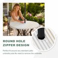 thumbnail image 4 of Round Outdoor Tablecloth with Umbrella Hole and Zipper, Ombre Beige Grey Striped Tablecloth with Elastic Waterproof, Farmhouse Modern Stripes Patio Table Covers for 36" - 44" Picnic Pool Tables, 4 of 9