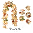 thumbnail image 3 of Lighted Fall Garland with White Berry Pumpkins, 6.56 FT Artificial Maple Leaf Vine with Warm White LED, for Fireplace Stairs Wall Wedding Party Decor, 3 of 7