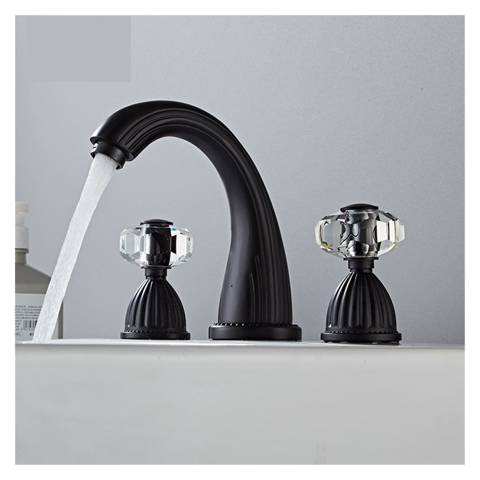 Faucet Gun Grey Bathroom Sink Faucet 3 Hole Widespread Gold/Black/Chrome Basin Mixer Hot And Cold Water Tap New ,360° Swivel Spout