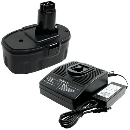 Dewalt 18v Battery Charger DeWalt 18V Battery + Charger Replacement (3300mAh, NIMH) - Compatible with DeWalt DC925, DW995, DW997, DE9095, DC9096, DW059, DC720KA, DCD940KX, DCD950KX, DW938, DW059K 2, DC385, DC759KA, DC759 ()