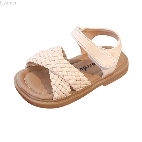 Liyamei Girls Sandals For Toddlers And Kids Lightweight Breathable Outdoor Summer Shoes With Sole For Ages 12 Months To 7 Years Girls Dress Sandals Size Beige 12-15 Months