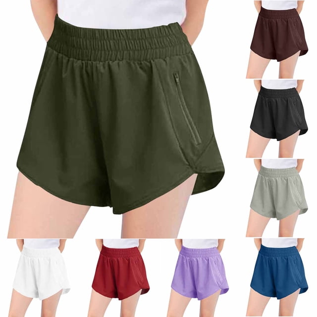 HVOBTTY Shorts d'Été Décontractés pour Enfants Couleur Unie avec Fermeture Éclair Latérale Légers Rouges, 12-13 Ans