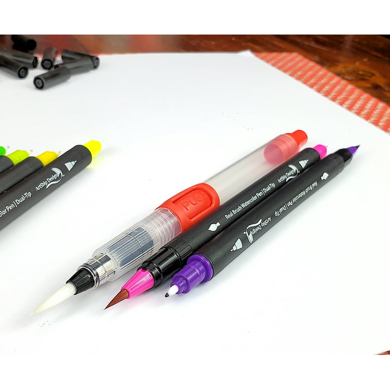 Watercolor Pen, 6 Pcs, Watercolor Pen, Watercolor Pen, Watercolor Pen,  Refillable Watercolor Pen, Watercolor Brush, Watercolor Brush.3 Pointed-tip  Bru