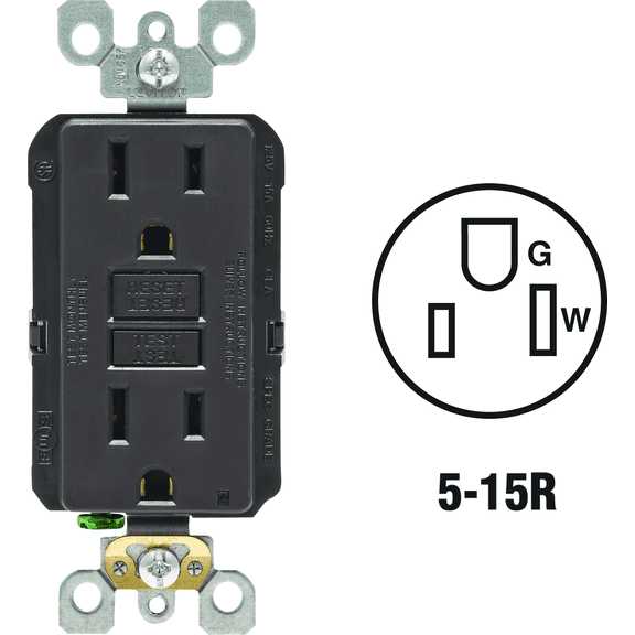 Leviton GFCI Receptacle in Brown — UL Listed for US Residential Electrical Code Compliance, Drop-in NEC-Standard Wiring