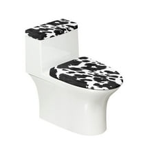FORUDESIGNS Cow Pattern 2 Pcs Toilet Lid Cover Toilet Tank Cover Replacement Soft Bathroom Toilet Decoraction Accessories Fits Most Round Elongated and Oblong Lids