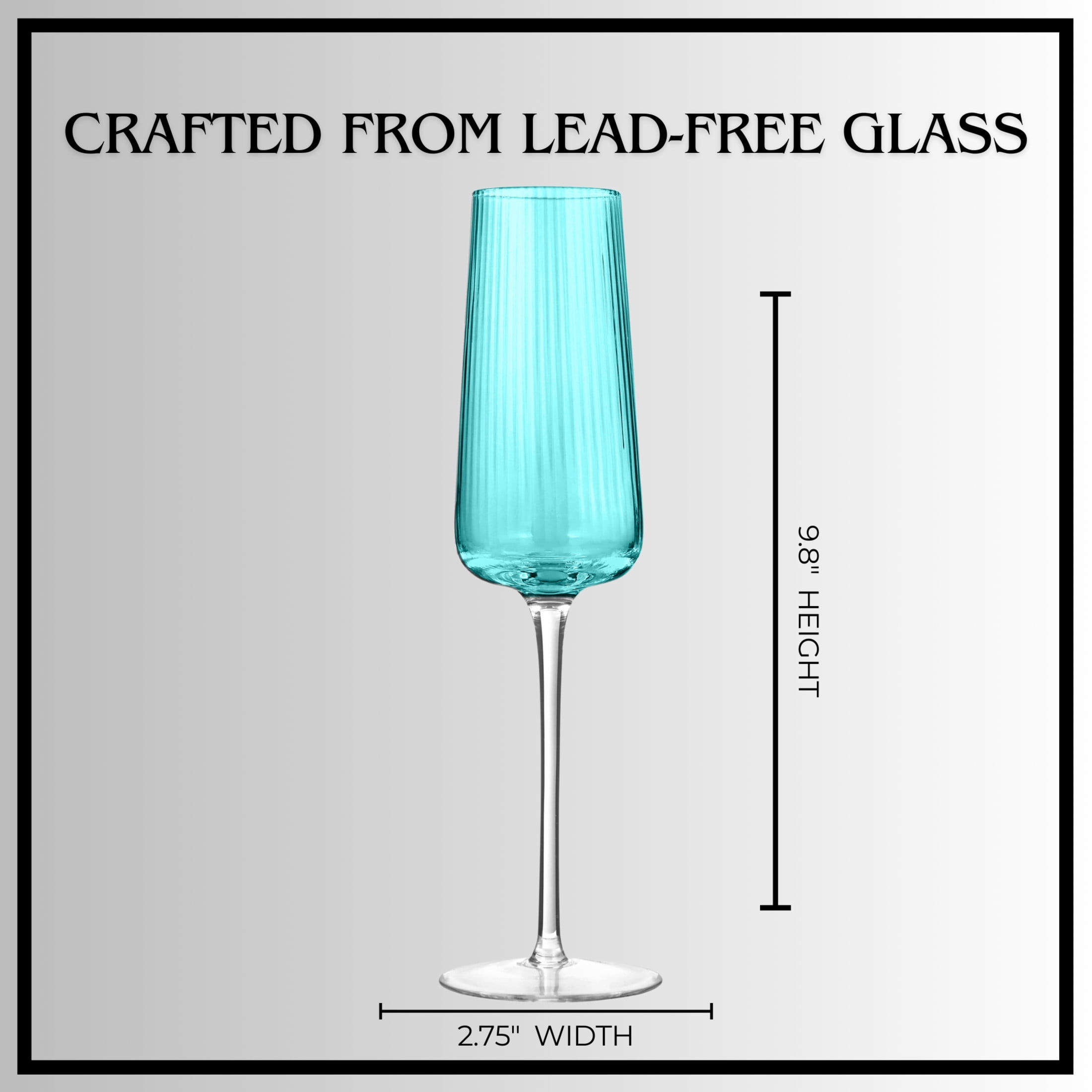 Artland Soho Optic 8.5 oz Champagne Flute, Set of 4 - Modern Contemporary Stemmed Glasses - Ideal for Weddings, Parties, Prosecco, Sparkling Wine, Excellent Gift Idea, Dishwasher Safe (Turquoise)
