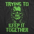 thumbnail image 2 of Mens Funny T Shirts Trying to Keep It Together Sarcastic Halloween Frankenstein Graphic Tee for Men Graphic Tees, 2 of 9