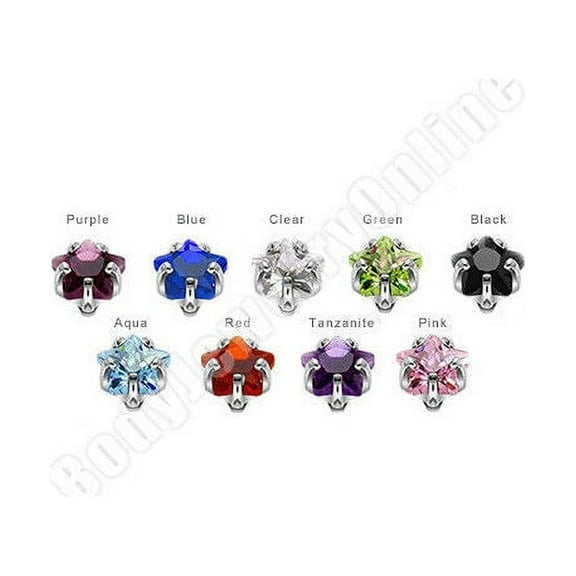 9pc Internally Threaded Prong Set Star Gem Dermal Tops - SAS33-9pc