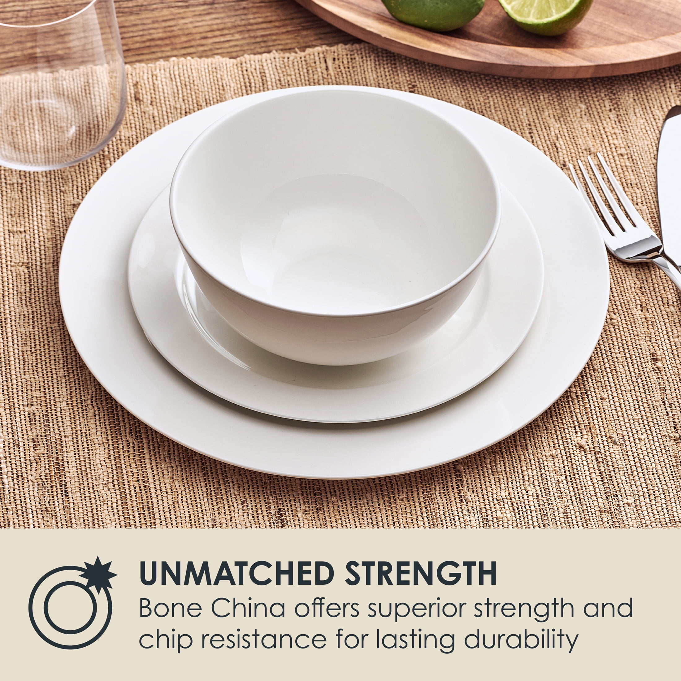 Fitz and Floyd Nevaeh White Classic Rim 12-Piece Bone China Dinnerware Set (Service for 4)