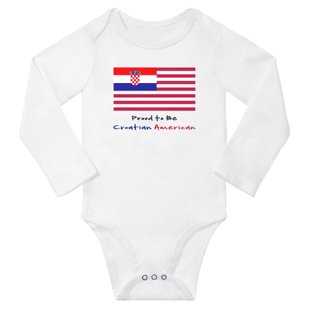 

Proud to be Croatian American Baby Long Slevve Rompers Bodysuit (White 6-12 Months)
