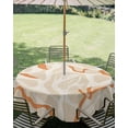 thumbnail image 3 of Outdoor Tablecloth with Umbrella Hole Zipper Orange Beige Round Tablecloth 54" Waterproof Outside Table Cloth Ocean Coral Coastal Beach Abstract Patio Table Cover Tablecloths for Picnic Party, 3 of 8