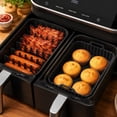 thumbnail image 5 of Air Fryer Accessories, Silicone Air Fryer Liners, Air Fryer Rack, Silicone Muffin Pans for Baking, 3-Piece Black Rectangular Set Includes Reusable Silicone Baking Tray, Bacon Hot, 5 of 7
