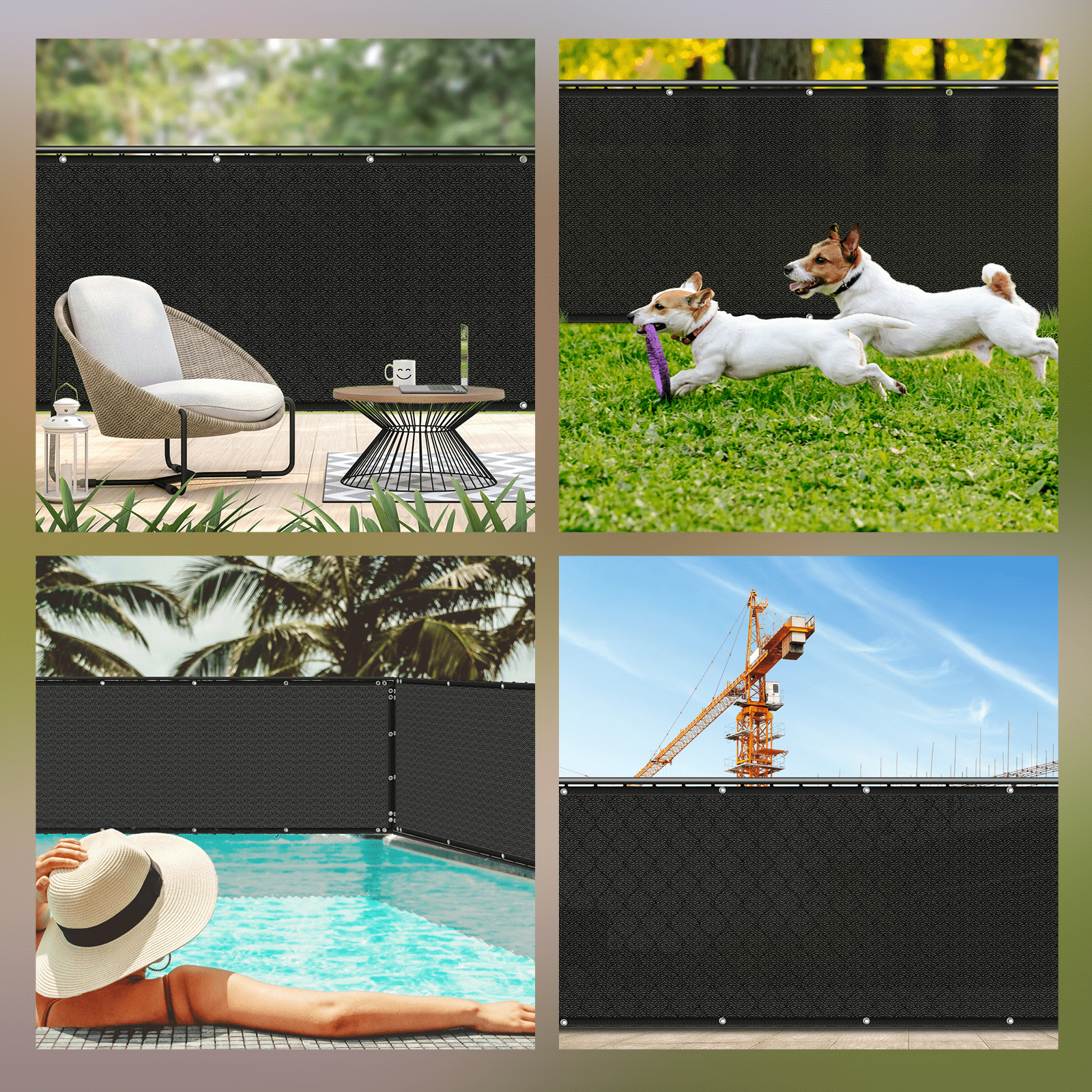 6x50ft Fence Privacy Screen, Outdoor Balcony Shade Cloth with 90% Shade Rating, 170 GSM Polyethylene Fabric Black, 80PCS Zip Ties Included