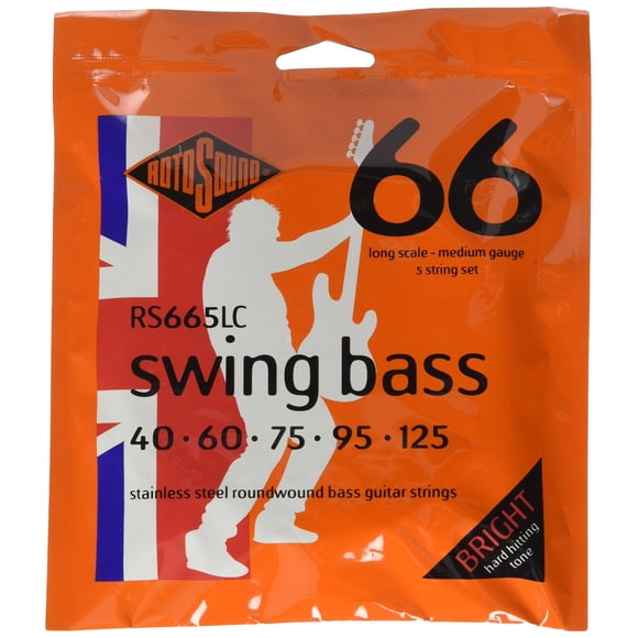 Rotosound RS665LC Swing Bass 66 cuerdas de acero inoxidable de 5 cuerdas para bajo (40 60 75 95 125)