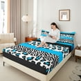 thumbnail image 4 of Manfei Wildlife Leopard Zebra 3pcs Twin Sheet Sets for Female Men,Animal Print Patchwork Twin Fitted Sheet,Geometric Stripes Breathable Flat Sheet,Breathable Home Decor, 4 of 7