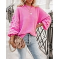 thumbnail image 1 of REDHOTYPE Tricot à Col Rond pour Femmes Chandail Ample Décontracté Couleur Unie Manches Longues, 1 of 4