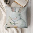 thumbnail image 3 of YINGXI  Square Pillow Cover Cute Cartoon Grey Baby and Mother Bunnies with White Flower and Leaf Watercolor Throw Cushion Covers for Couch Chair Bedroom 12x12in, 3 of 5