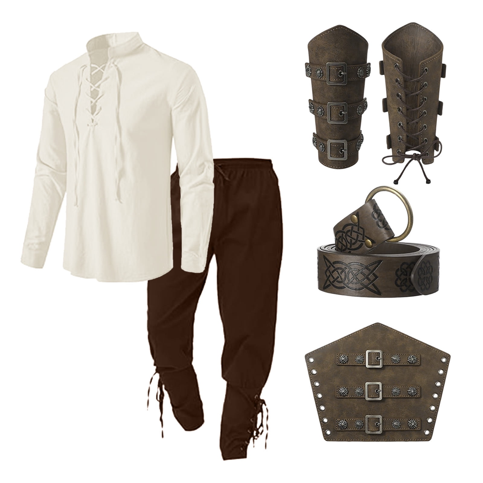 Mens Suit Adult Male on Suit Mens Clothing Medieval Clothing Mens Clothing Classic Lace Up Shirt Shirt Pants Accessories Set Clothes Clear L Walmart