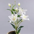thumbnail image 2 of 1 Bundles Artificial Lily Flowers,White Lilies Flower Bouquet,Faux Floral Table Centerpieces Arrangement,for Wedding Bouquet Home Party Indoor Table Hotel Office Outdoor Garden Decor,31.5 inch(White), 2 of 6
