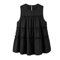 thumbnail image 5 of Tiered Ruffle Sleeveless Blouse Womens Round Neck Flowy Lightweight Peplum Tank for Casual Summer Boho Wear Black XXL, 5 of 6