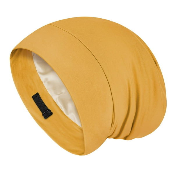 Gorro de pelo Fittia Satin para dormir, correa antideslizante, color amarillo